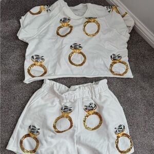 Queen of Sparkles White and Gold High Waist Shorts